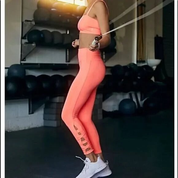 Free People FP Movement Very Prarie High Rise Leggings Papaya Punch New Small - Picture 5 of 15